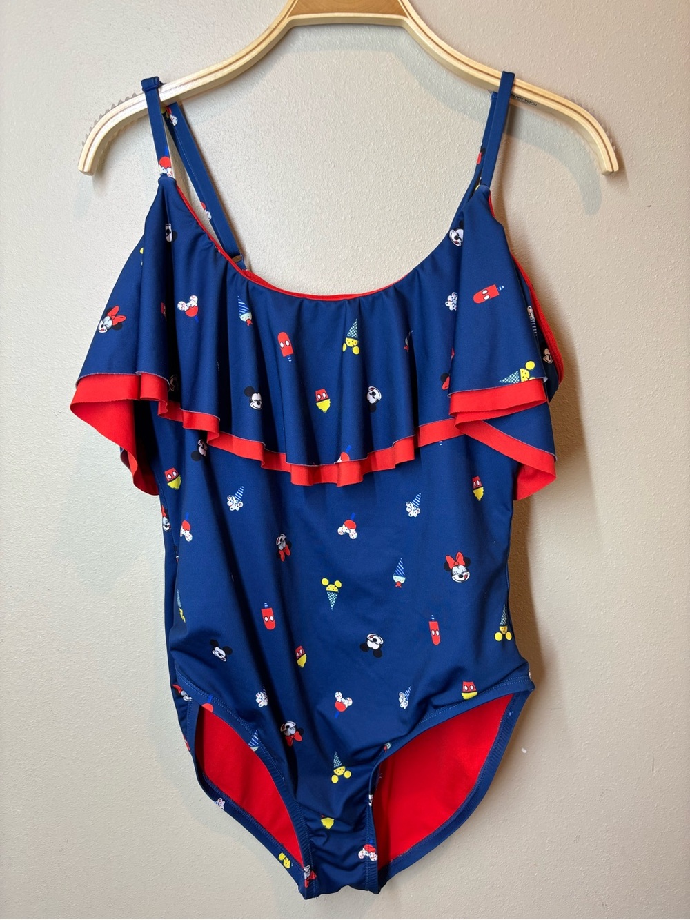 Women’s Disney Blue Ruffle One-Piece Swimsuit, Disney cruise!, Disney snacks, XL